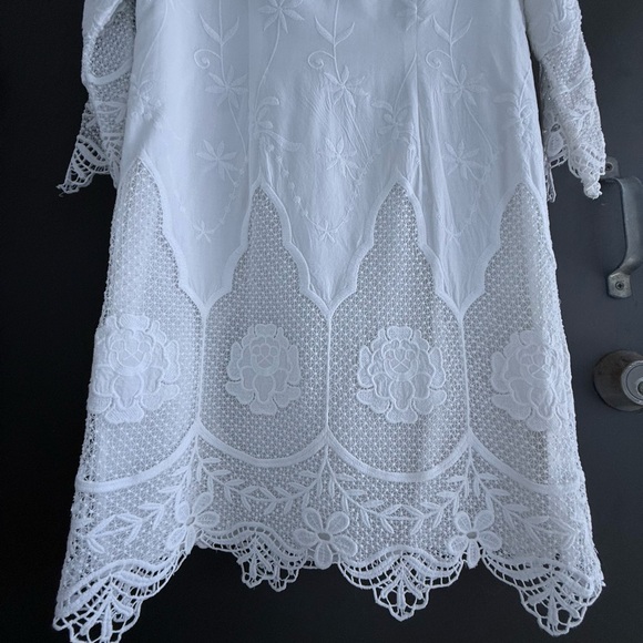 Ann Taylor White Cotton Lace Embroidered Tunic Dress Size Small - Picture 11 of 16